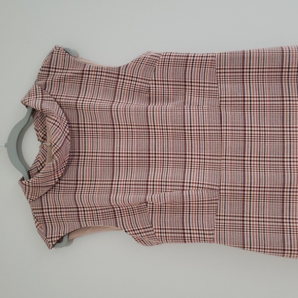 Ann Taylor Factory Midi Sheath Dress 10 Plaid Neutral Career Business Office - Picture 2 of 15